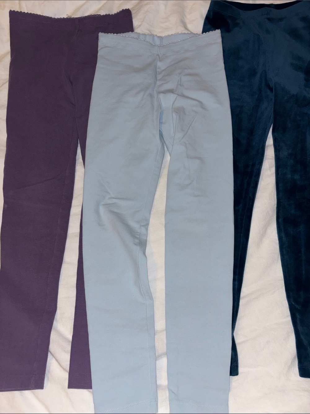 Bundle Tea Collection Sz 8 Kids Stretch Leggings - one velour, two cotton blend